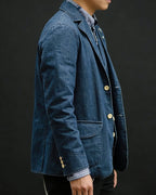 Retro Denim Multi-pocket Casua Blazer