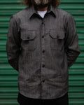 Vintage Dark Gray Textured Long-sleeved Cargo Shirt
