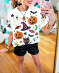 Playful Halloween Pumpkin Glitter Tee