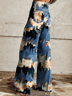 Women's Vintage Print Casual Wide Leg Pants