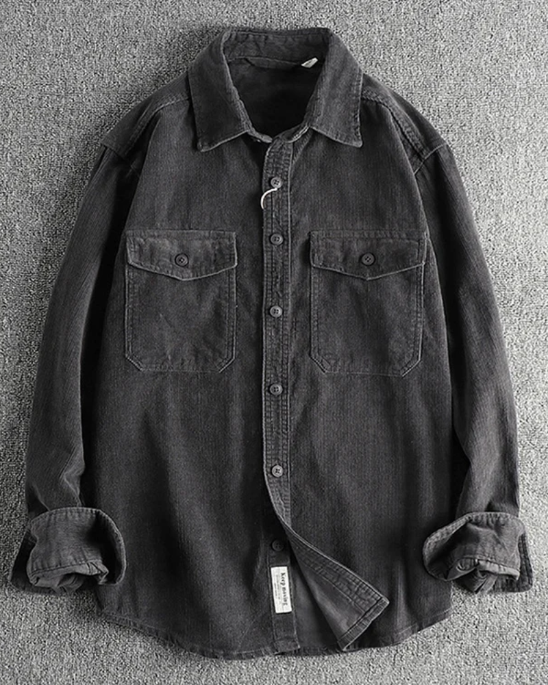 Vintage Corduroy Cotton Pocket Long Sleeve Work Shirt