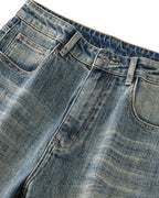 Vintage Faded Medium©\Wash Relaxed Bootcut Western Biker Denim Jeans