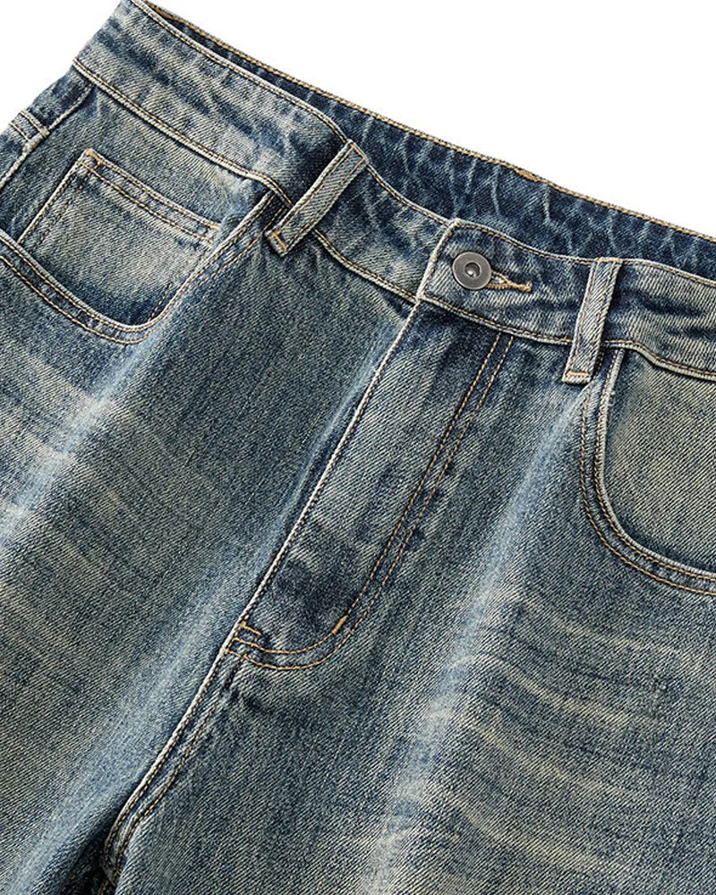 Vintage Faded Medium©\Wash Relaxed Bootcut Western Biker Denim Jeans