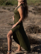 Boho Goddess Maxi Dress: High Low Hem, Festival Elven Gown