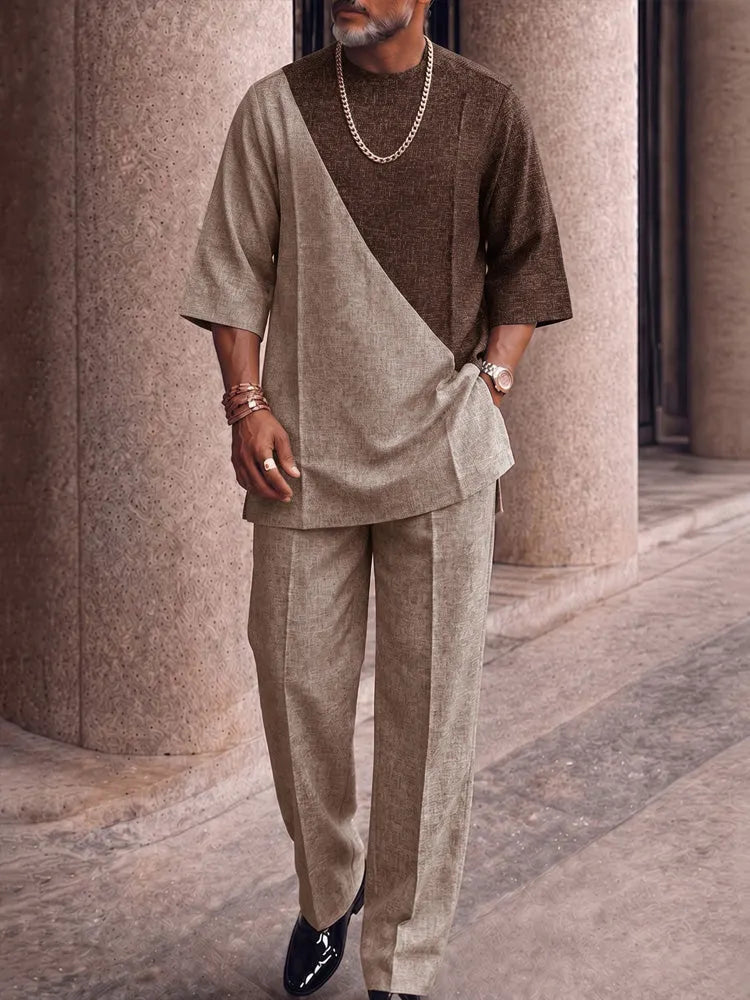 Effortless Style Colorblock T-Shirt Pants Set