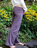 Fold-Over Waist Draped Wide Leg Casual Yoga Pants