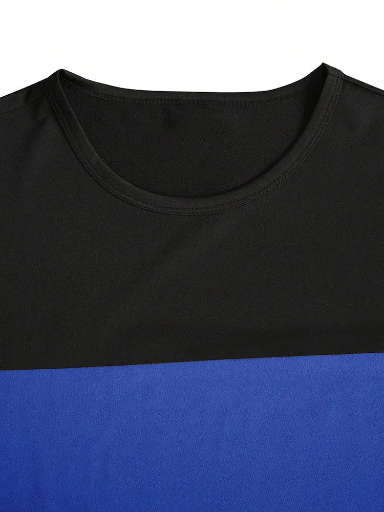 Casual Sporty Colorblock T-Shirt and Shorts Set