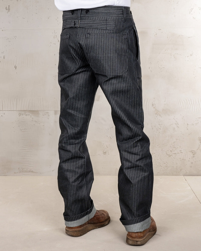 Retro Black Striped Straight-leg Casual Pants