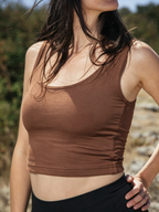 Square Neck Wide Straps Cropped Waist-Baring Tank Top