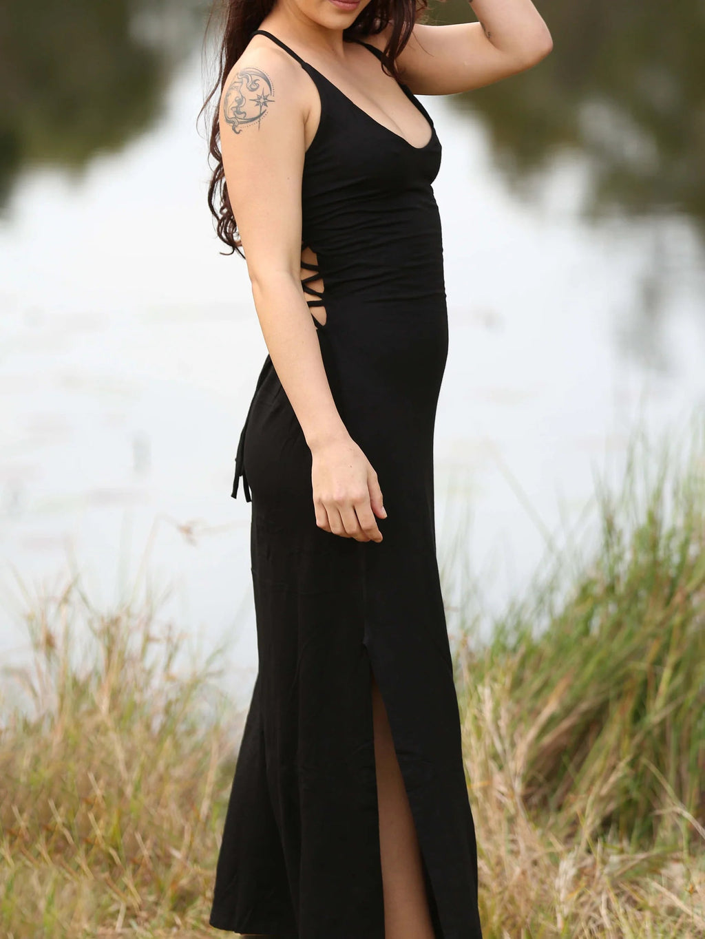 Long Dress with Splits and Corsetwise Back