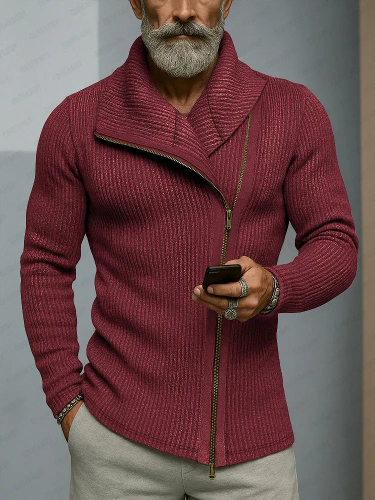 Trendy Slant Placket Knit Cardigan