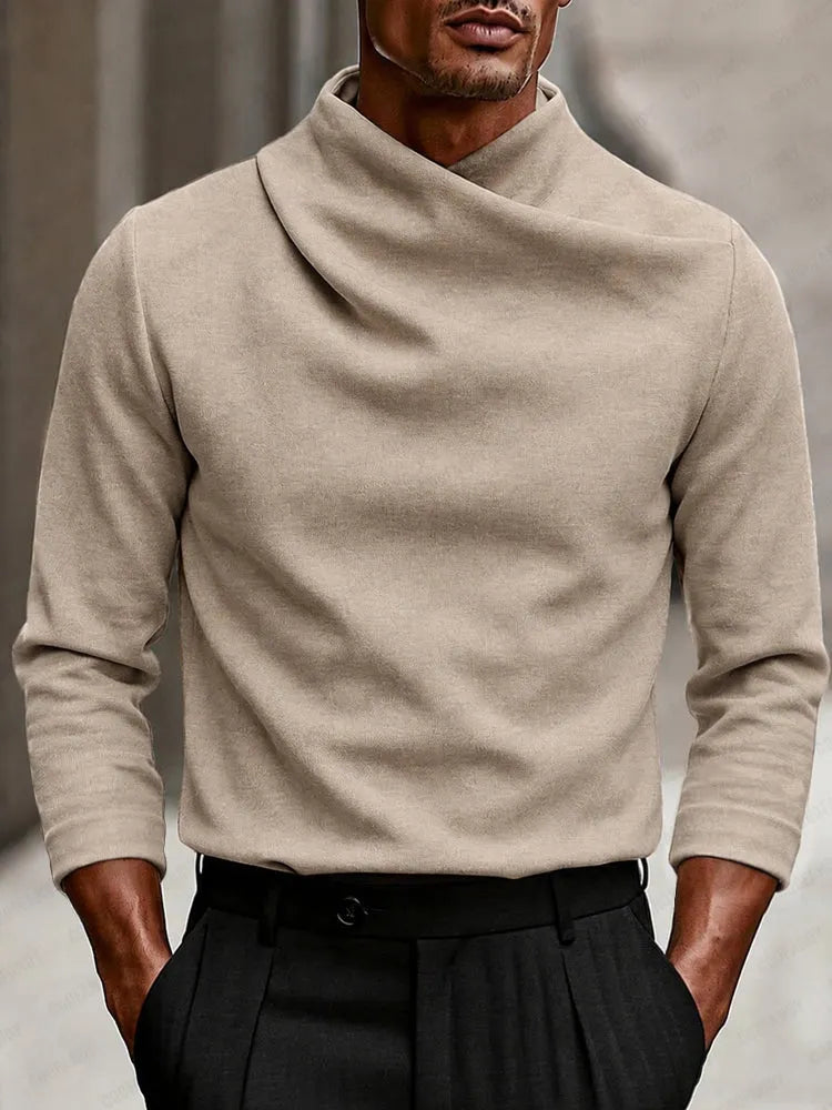Modern Stretch Crossover Mock Neck Top