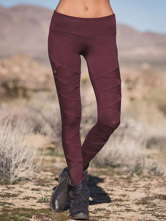 High-Waist Functional Slim-Fit Leggings with 3D Cross Patchwork
