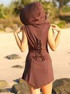 Elven Hood Dress, Festival Fairy Outfit, Boho Pixie Burning Man Clothing, Tribal Rave Hippie