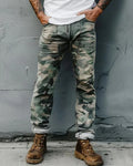 Retro Camouflage Slim-fit Multi-pocket Cargo Pants