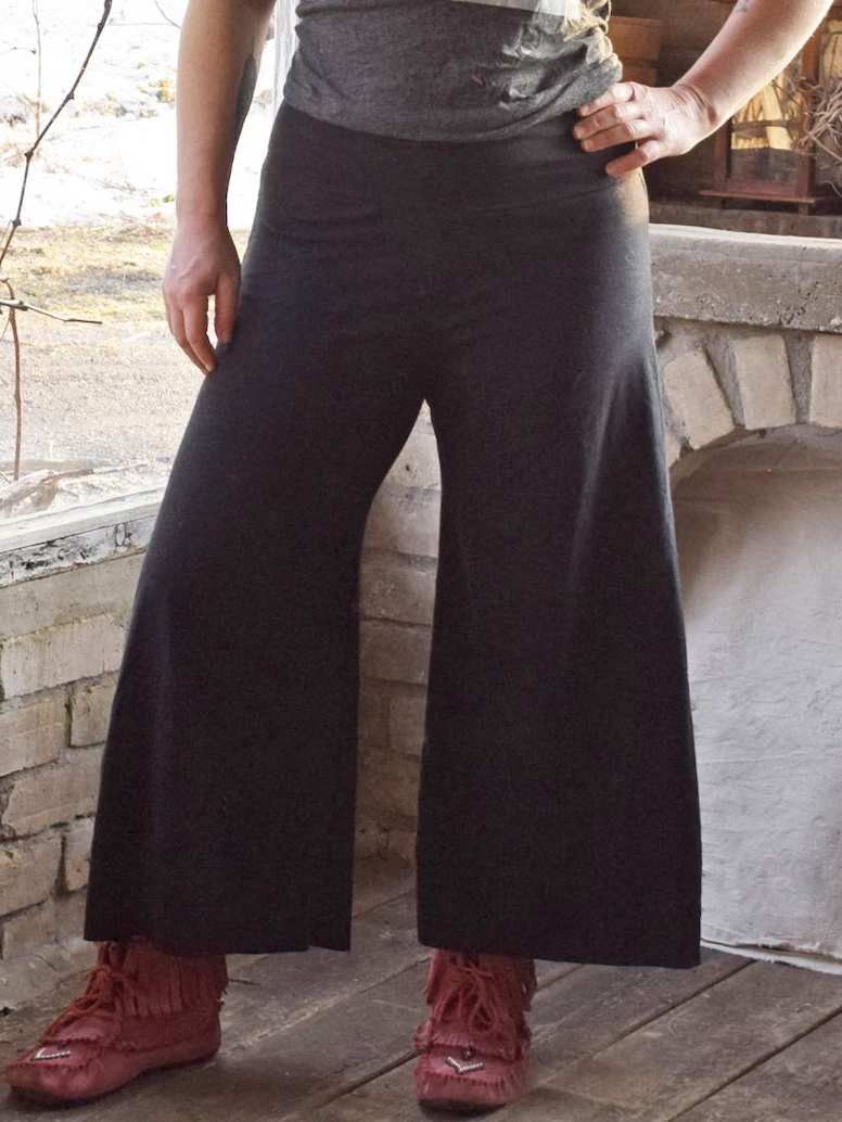 Vintage High-Waist Cropped Wide Leg Pants