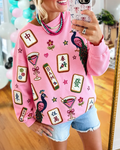 Mahjong Peacock Cocktail Sequined Sweatshirt