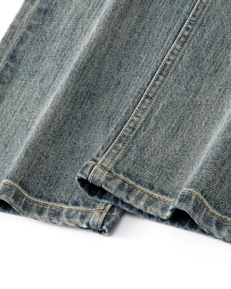 Vintage Faded Medium©\Wash Relaxed Bootcut Western Biker Denim Jeans