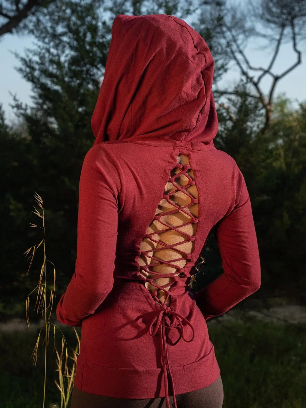 Long Sleeve Cowl Neck Hoodie: Bohemian Festival Top