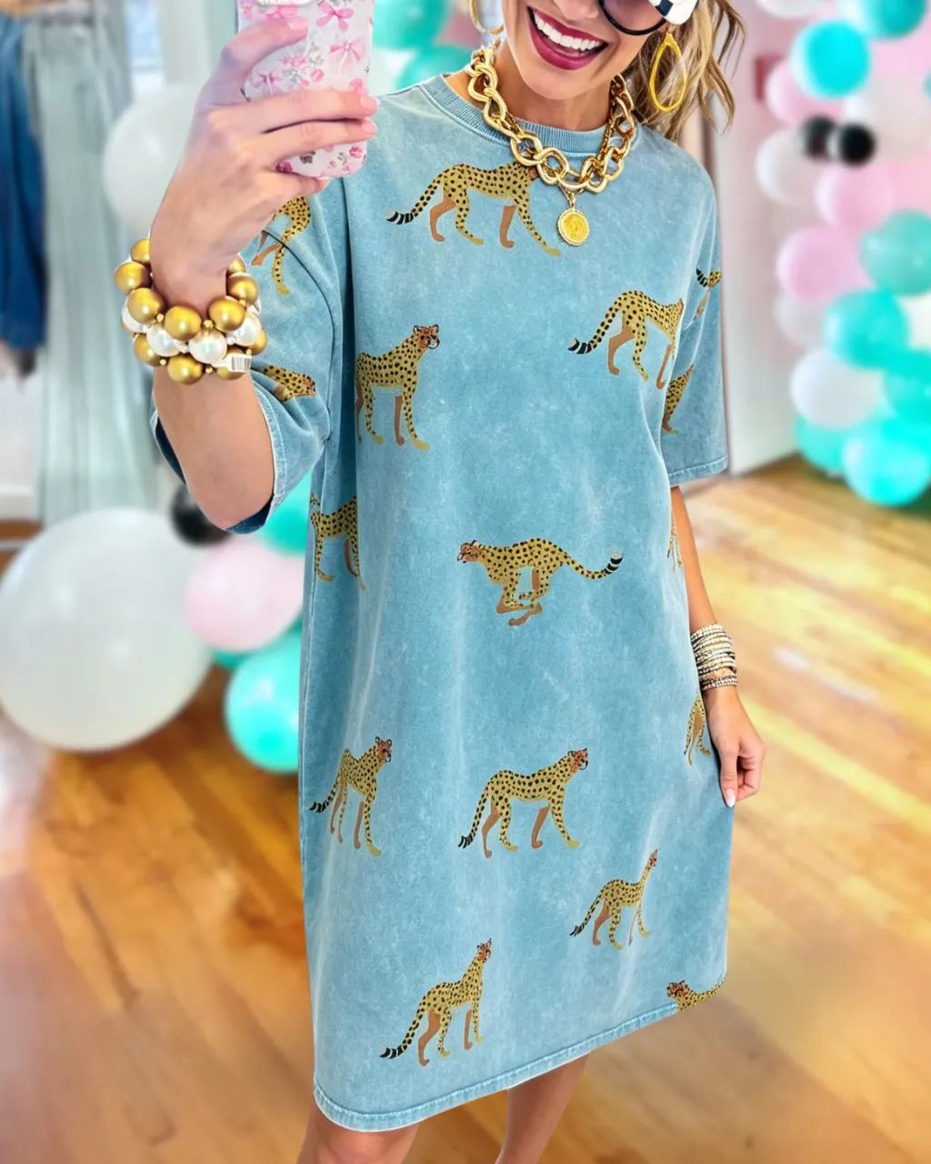 Cheetah Washed Print Dress