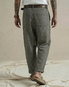 Vintage Black And White Striped Straight-leg Casual Pants