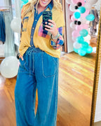 Plaid Patch Colorblock Shirt