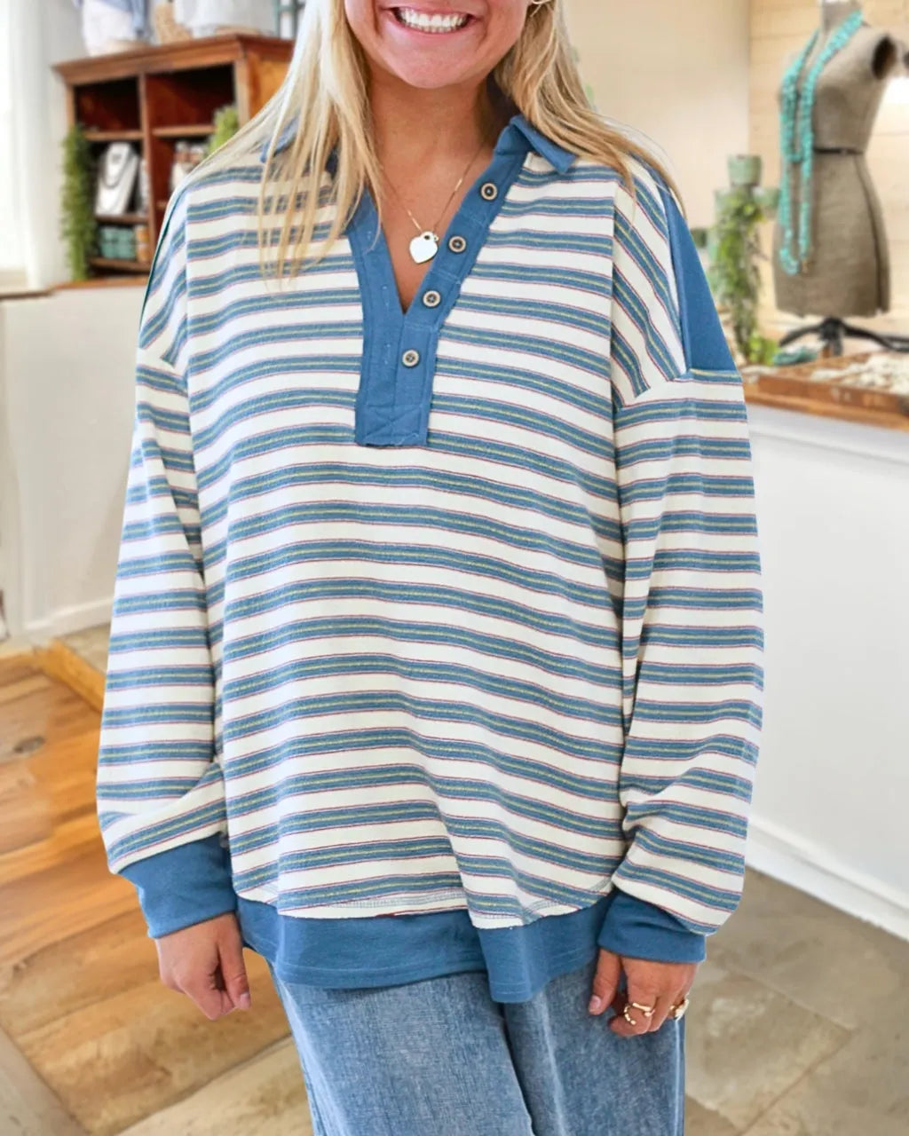 Lara Collar Stripe Pullover
