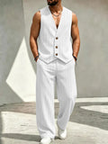 Men's V-Neck Three-Button Suit Vest Set