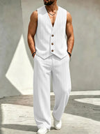 Men's V-Neck Three-Button Suit Vest Set