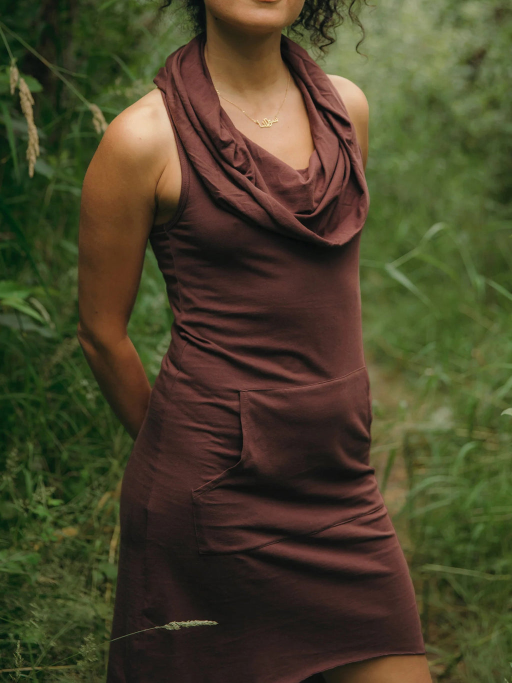 Sleeveless Nomad Dress - Hooded Cowl Sundress with Pocket