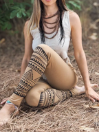 Cotton Tribal Print Leggings - Boho Yoga Pants