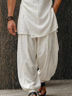 Minimalist Cotton Longline Wrap Shirt Pants Set