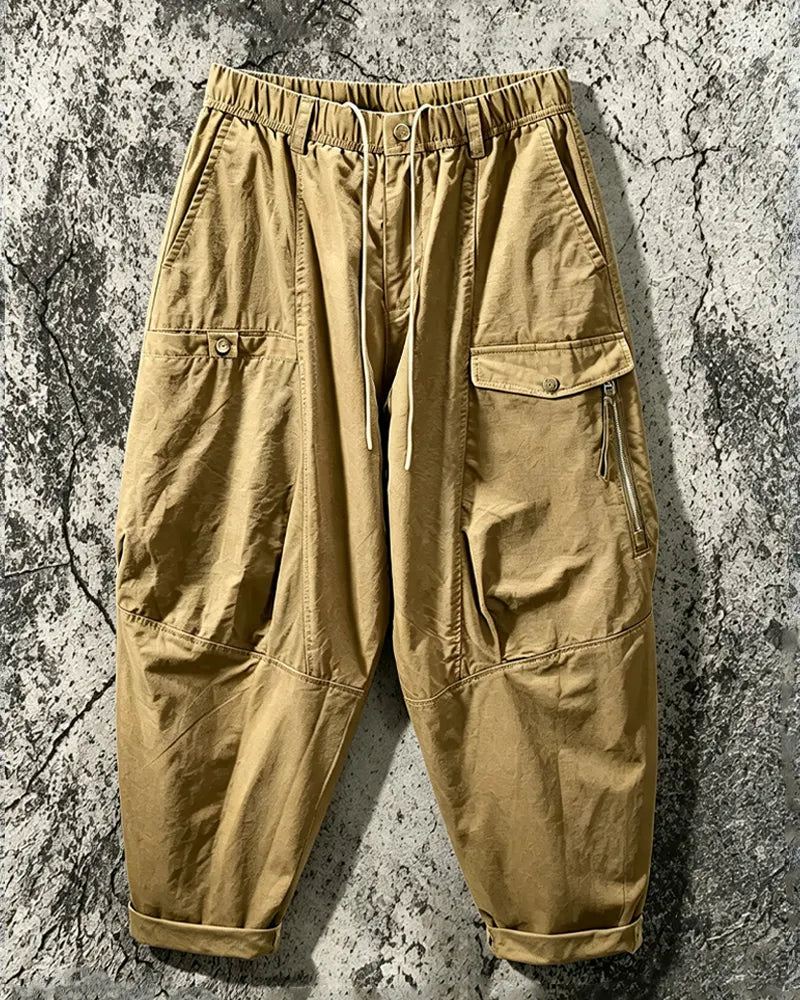 Vintage Multi-pocket Tapered Cargo Pants