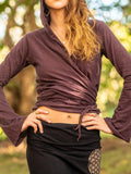 Festival Clothing, Hippy Women Top, Wrap Fairy Blouse, Wrap Hoodie Top