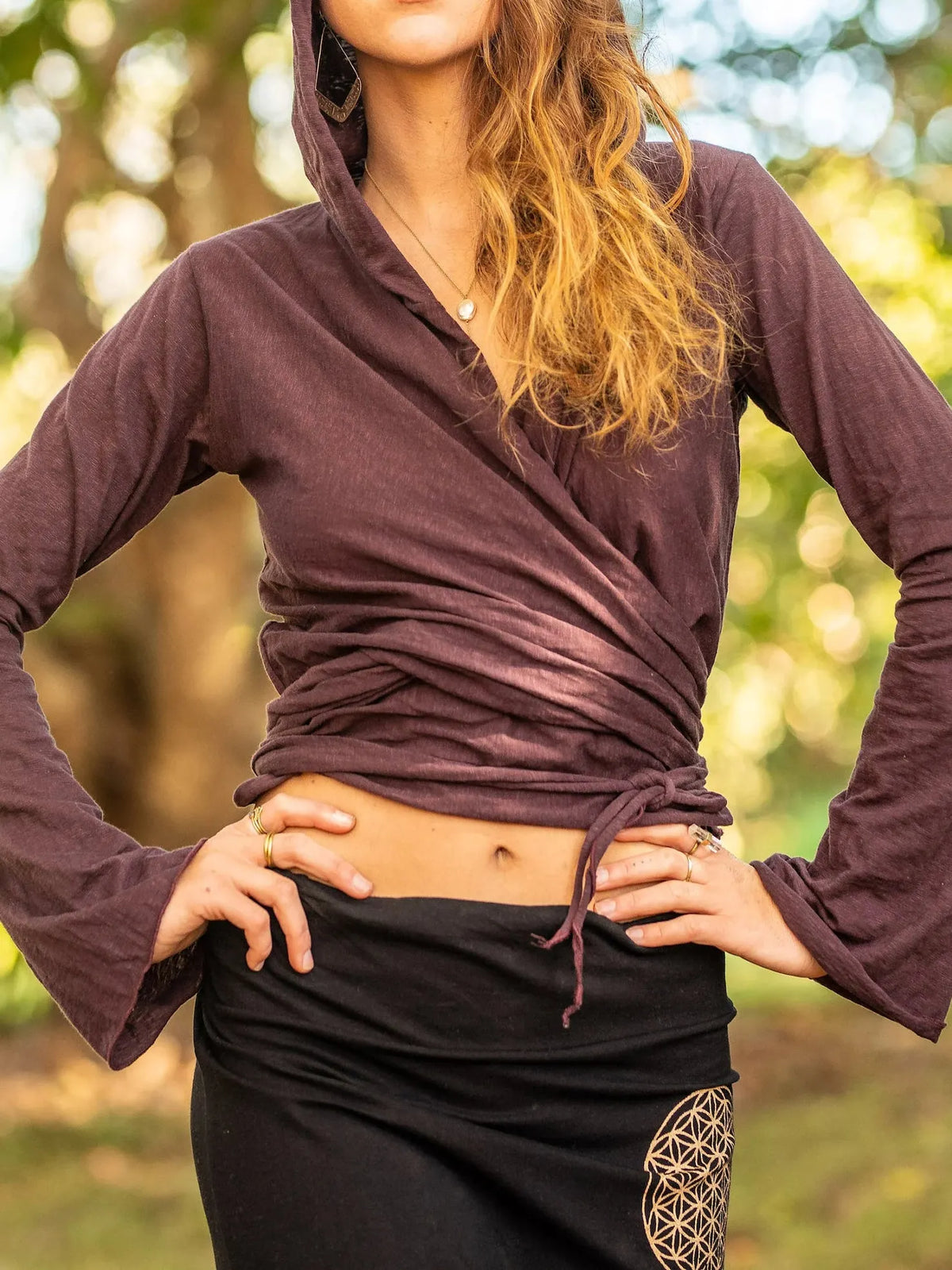 Festival Clothing, Hippy Women Top, Wrap Fairy Blouse, Wrap Hoodie Top