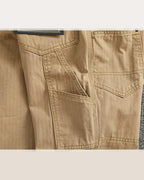 Vintage Herringbone Twill Riveted Double Knee Straight Cargo Pants