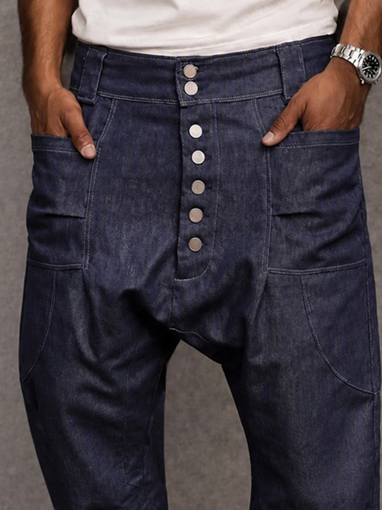 Casual Streetwear 100% Cotton Drop Crotch Pants