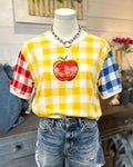Apple Embroidered Plaid T-shirt