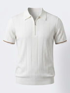 Cool-Touch Cotton Knit Vertical Stripe Short Sleeve