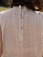 Natural Linen Raw Hem Tie Sleeveless Tank Top
