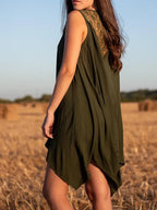 Sleeveless Boho Tunic With Lace Back ¨C Flowy Summer Tunic Dress
