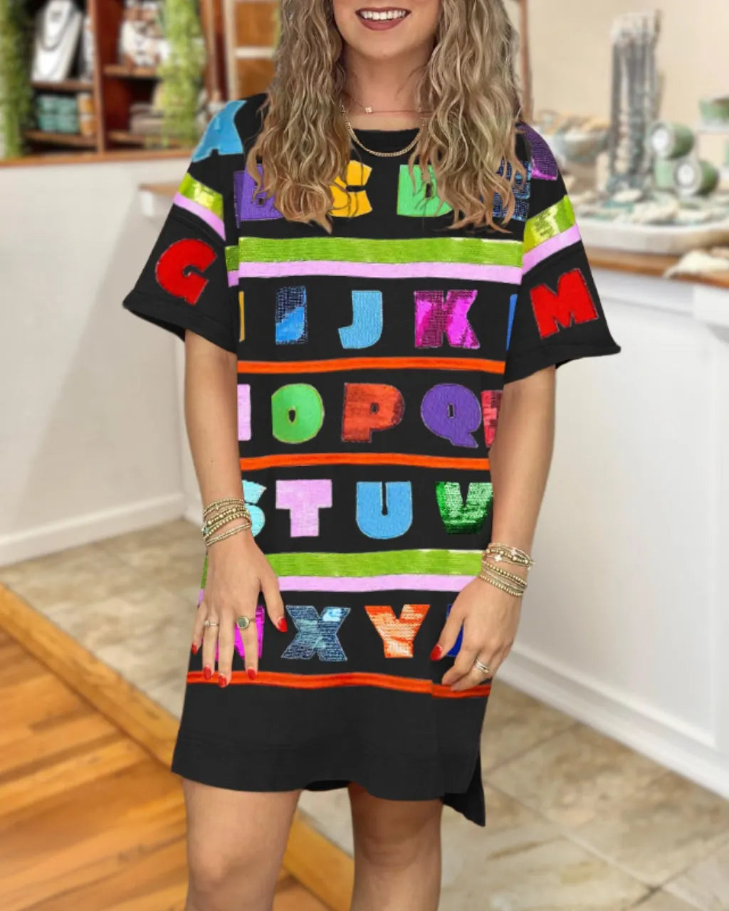 Colorful Letter Sequin Dress