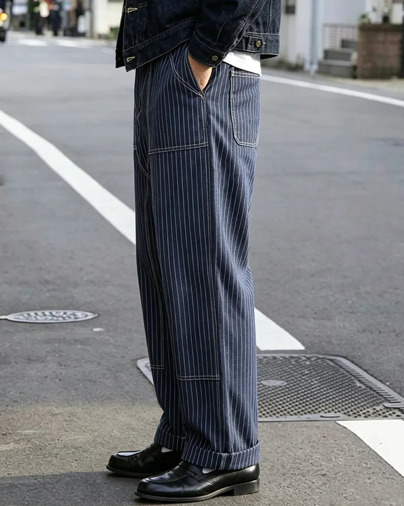 Vintage Indigo Stripes With Exposed Stitching Jeans