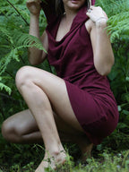 Pixie Hood Mini Dress, Backless Natural Stretch Rave Outfit, Festival Psytrance Elven Hippie Style