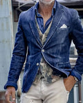 Retro Unstructured Denim Casual Blazer