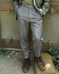 Vintage Gray Pinstripe Cuffed Trousers