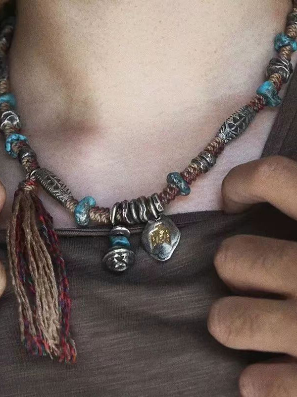 Vintage Colorful Braided Cord Necklace