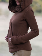 Vintage Brown Plush Hoodie with Long Sleeves ¨C Cozy Style