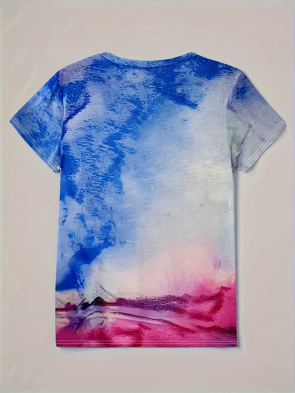 Heart Print V Neck T-Shirt, Casual Short Sleeve T-Shirt For Summer, Women's Clothing