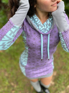 The Side Panel Portal Dress Purple Cowl Hooded Dress with Pockets